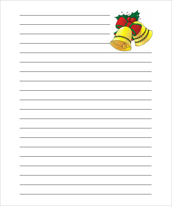 christmas bells writing paper lined template pdf