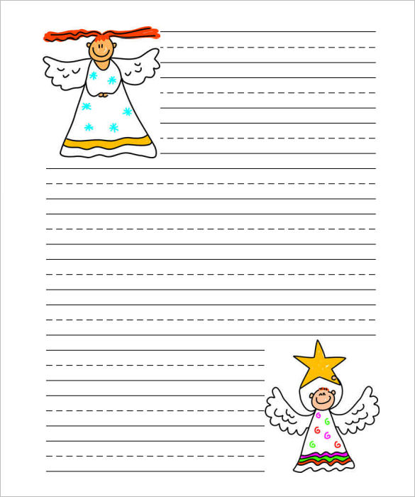 christmas angel writing paper handwriting template