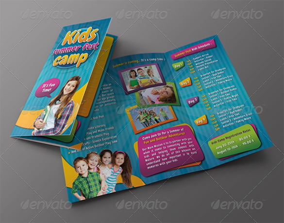 kids summer camp 3 fold brochure
