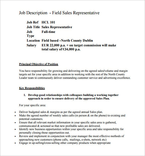 Head Of Sales And Distribution Job Description