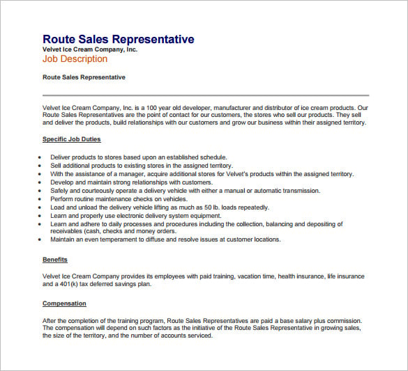 Sales Representative Job Description Template 10 Free Word PDF Format Download 