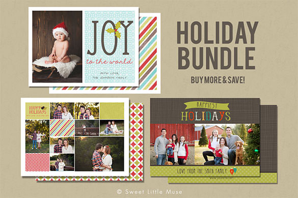 premium christmas card photo template bundle psd download