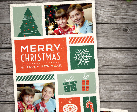 illustrated christmas photo card ai format