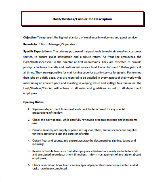 Hostess Job Description Template 12+ Free Word, PDF Format Download!