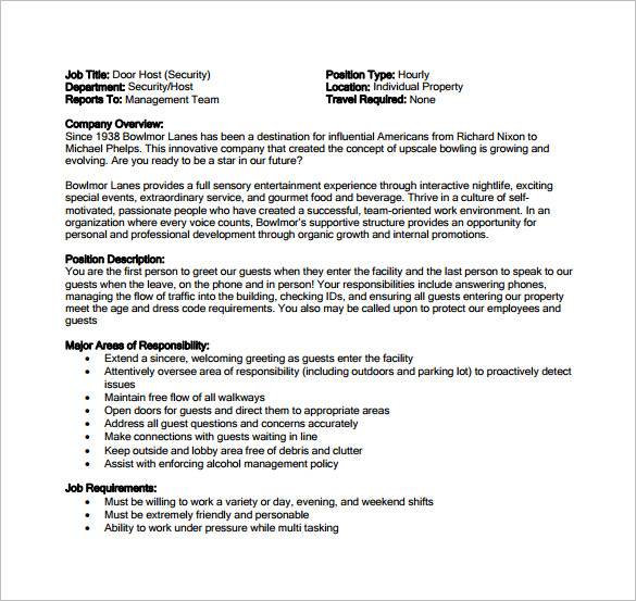 Hostess Job Description Template 12+ Free Word, PDF Format Download!