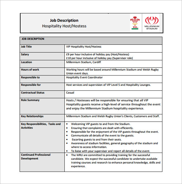 11+ Hostess Job Description Templates Free Sample, Example, Format
