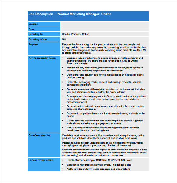 11+ Product Manager Job Description Templates Free Sample, Example