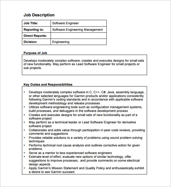 computer software engineer job description pdf free download