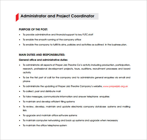 9-project-coordinator-job-description-templates-free-sample-example