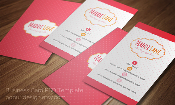 bright red orange pink business card template