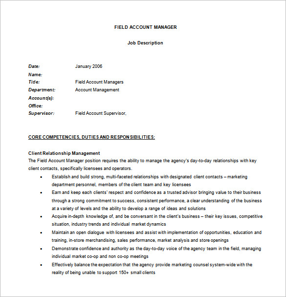 Account Manager Job Description Template 14 Free Word PDF Format 