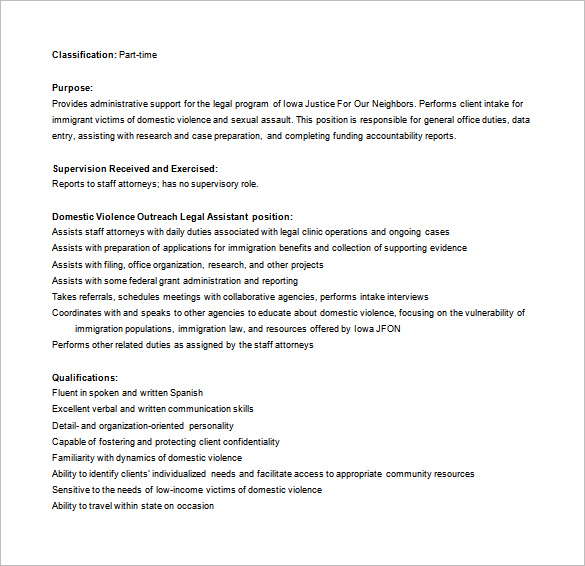 13+ Legal Assistant Job Description Templates Free Sample, Example