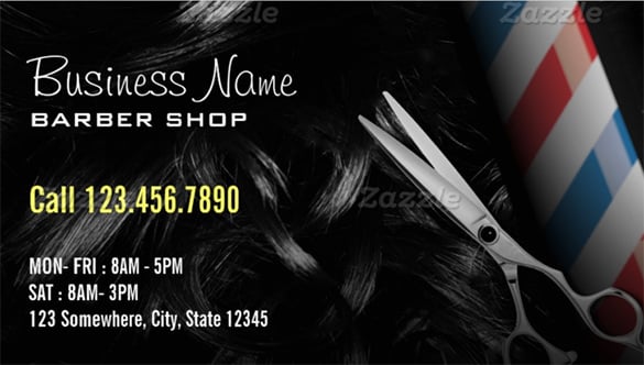 silver scissor professional barber business cards