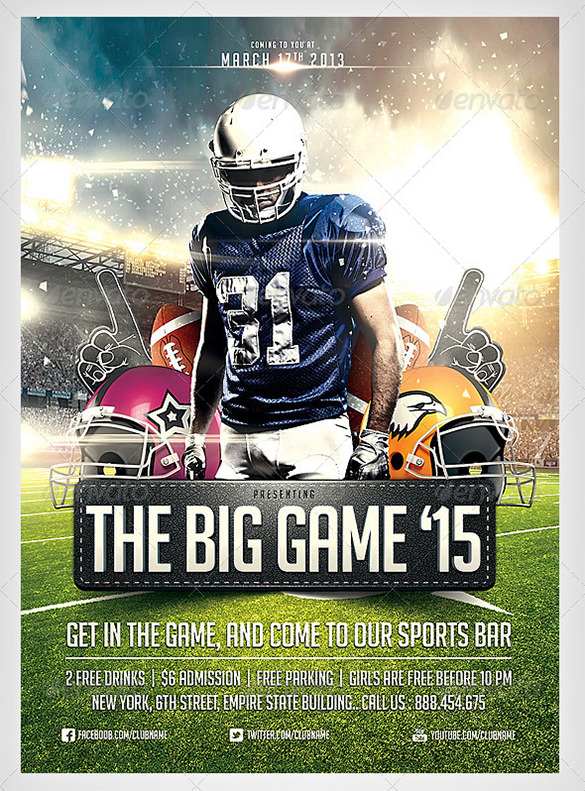 big game football flyer template