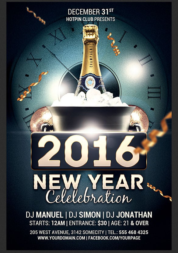 new year celebration flyer template photoshop psd download