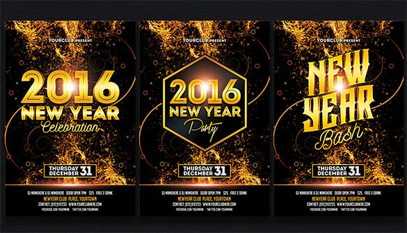 premium new year party bash invitation psd download