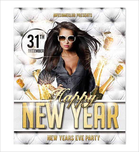 free happy new year party poster psd template download