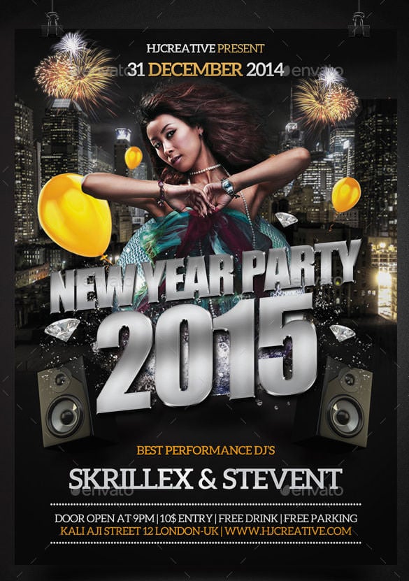 new year poster flyer template psd format