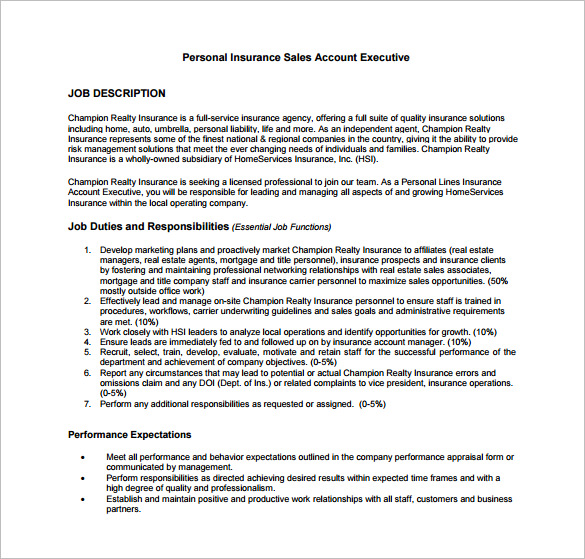 Account Executive Job Description Template