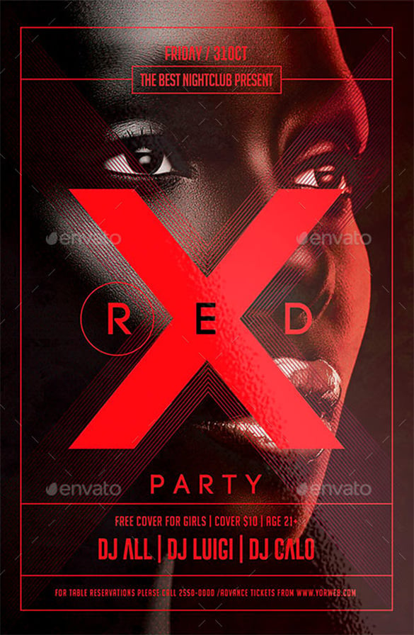 red-party-flyer-template