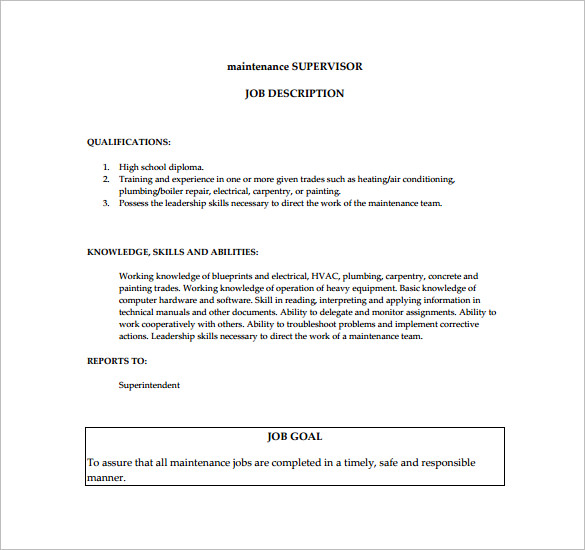10+ Supervisor Job Description Templates Free Sample, Example Format