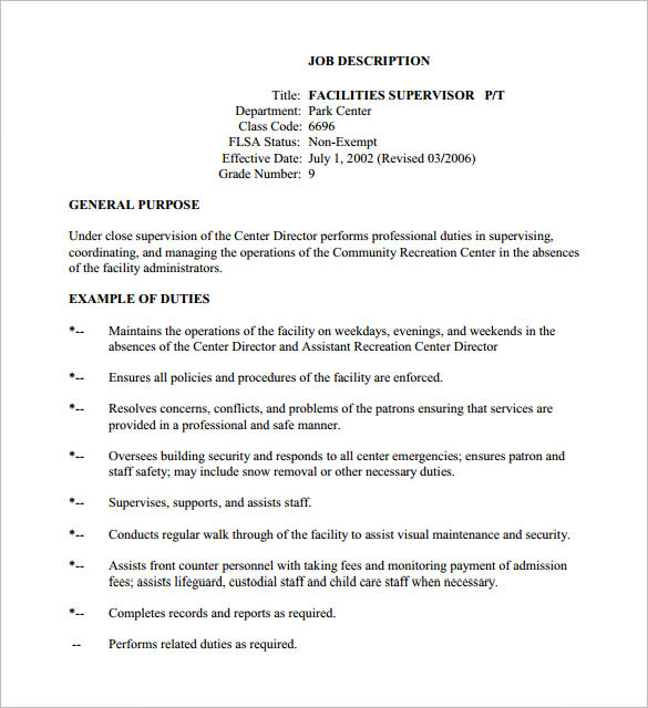 10+ Supervisor Job Description Templates Free Sample, Example Format
