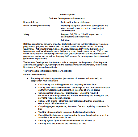 Job Description Template Google Docs