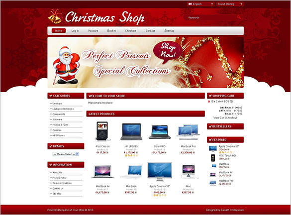download e commerece christmas shop opencart template