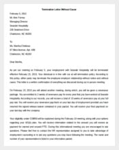 Free Contract Termination Letter Without Cause