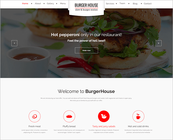 burgerhouse restaurant responsive psd template