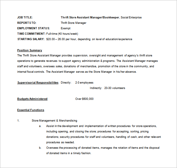 9+ Assistant Manager Job Description Templates - Free Sample, Example