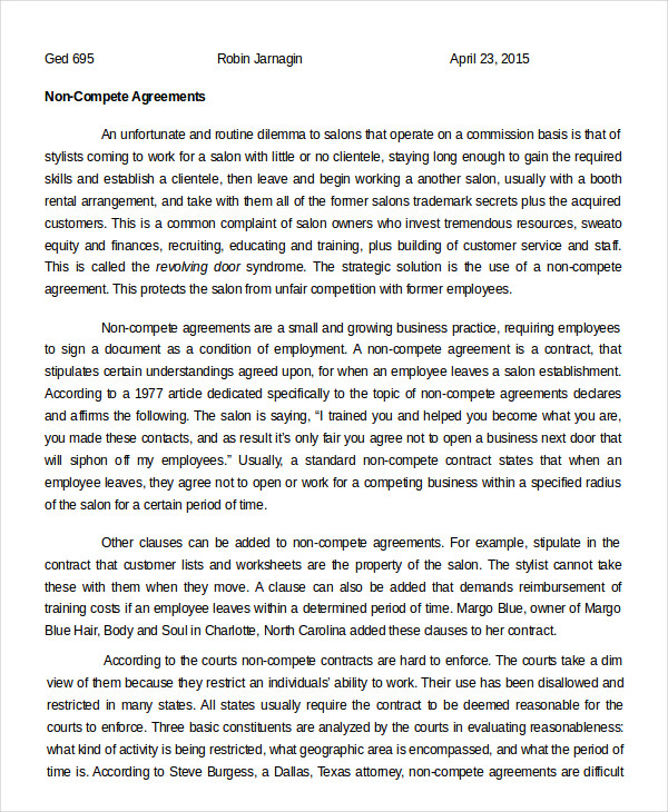 15  Non Compete Agreement Templates PDF Word