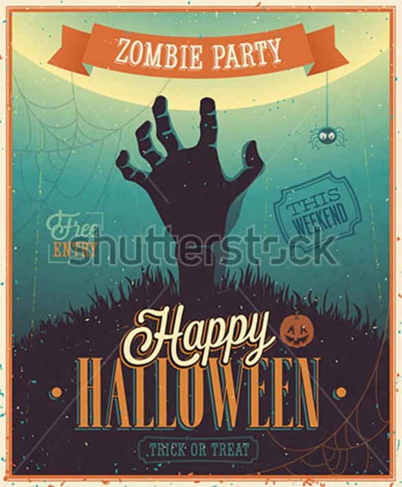 halloween zombie party poster