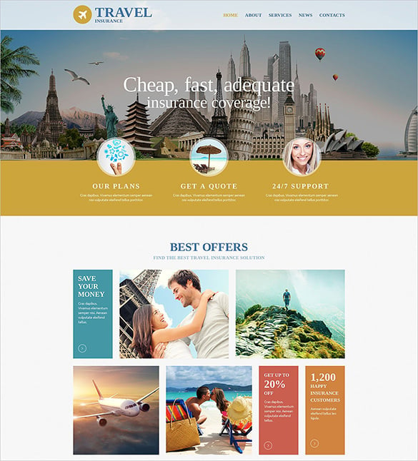 travel insurance agency website template