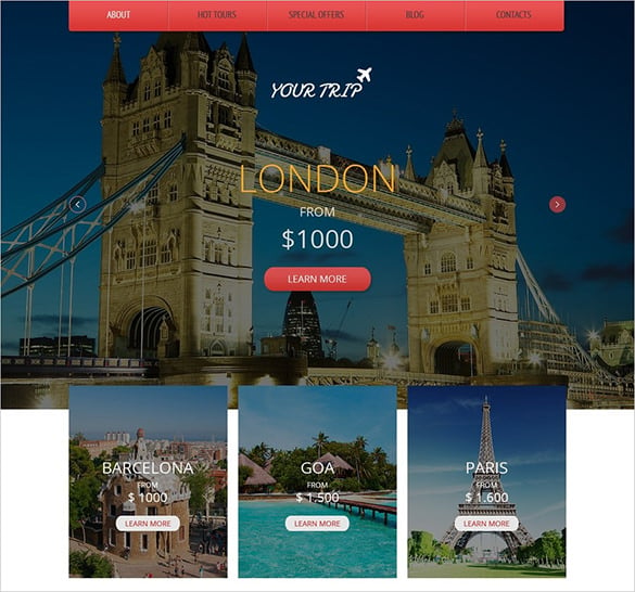 free responsive html5 theme for travel agency