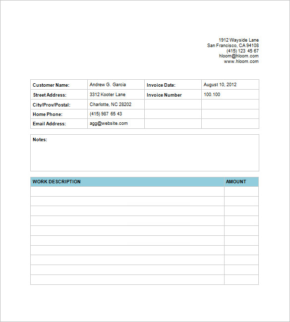 billing invoice template 7 free printable word excel pdf format