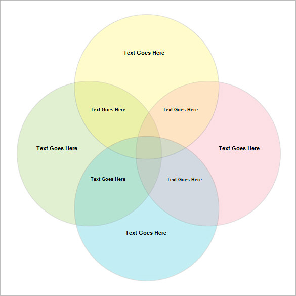 4-Set Venn diagram - Template  Venn diagrams - Vector stencils