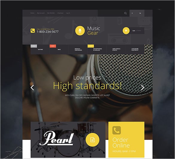 music gear store magento php theme