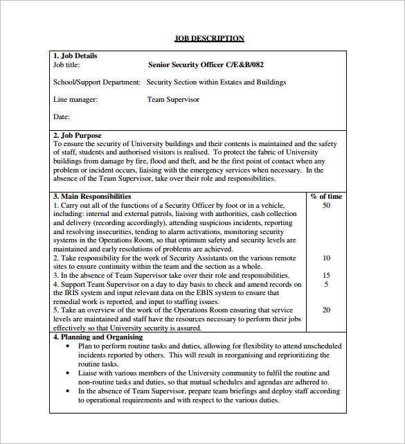 13+ Security Officer Job Description Templates Free Sample, Example