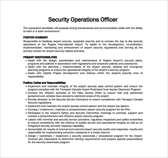 Security office job description