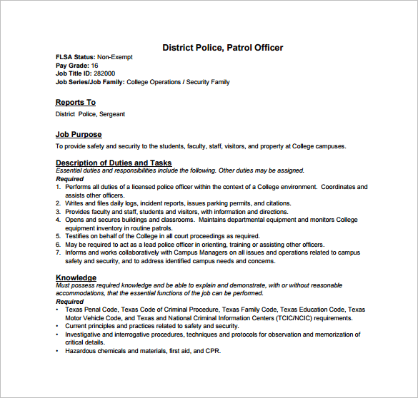 Police enquiry officer job description