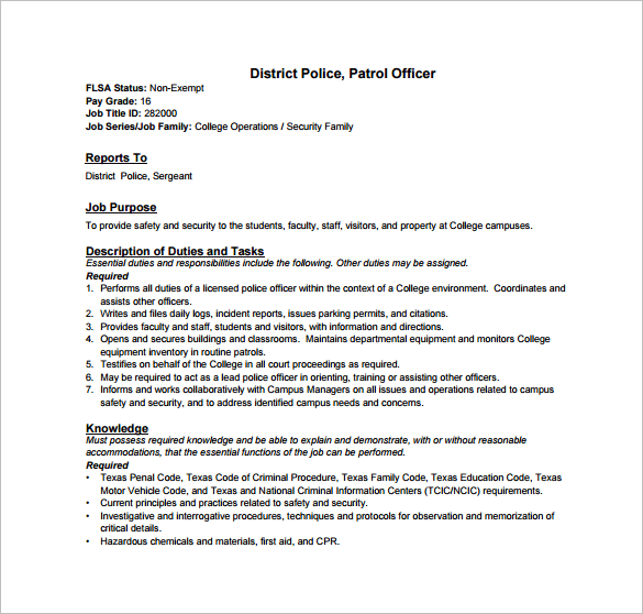 Police Officer Job Requirements