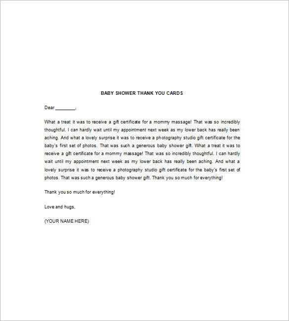 Baby Shower Thank You Note 8+ Free Word, Excel, PDF format Download