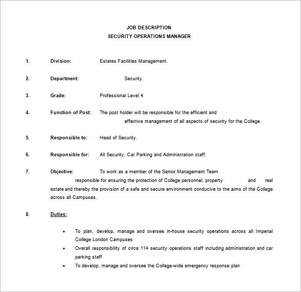 11+ Operation Manager Job Description Templates Free Sample, Example, Format Download!