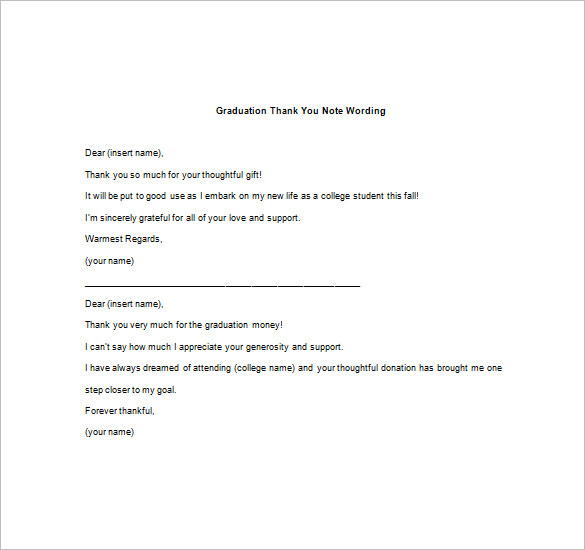 Graduation Thank You Note 8 Free Word Excel PDF Format Download