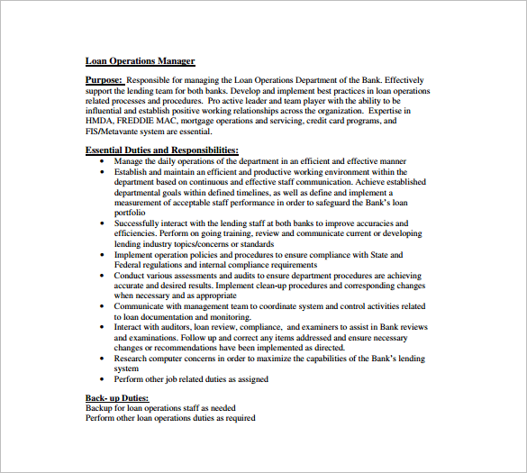 11+ Operation Manager Job Description Templates Free Sample, Example