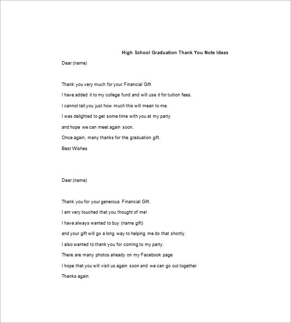 Graduation Note Examples Graduation Thank You Note – 8+ Free Word, Excel, PDF Format Download