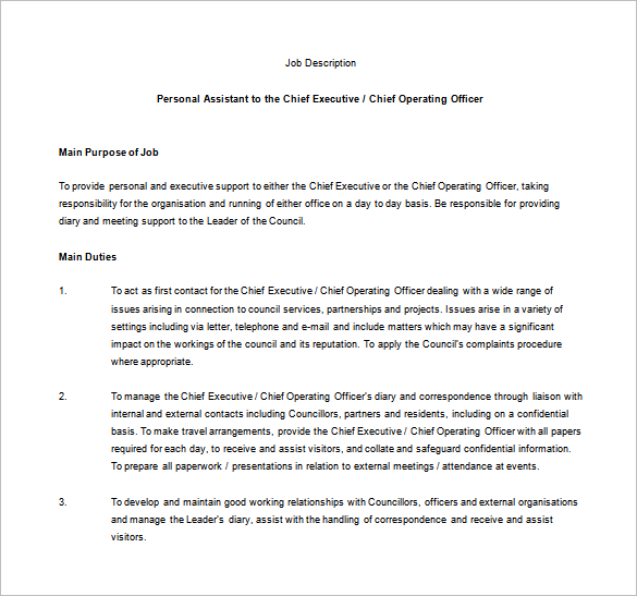 12+ Chief Operating Officer Job Description Templates Free Sample