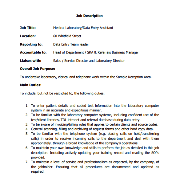 28+ Data Entry Job Description Templates Sample, Example, Format