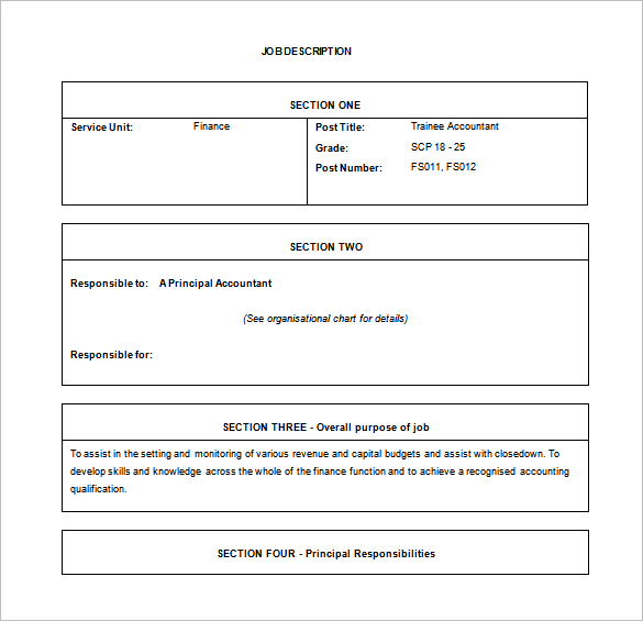 trainee accountant job description free word format download